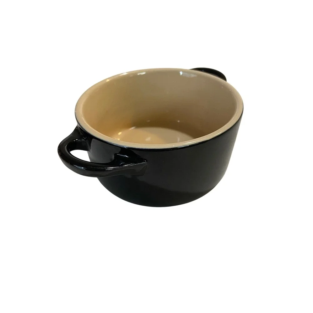 Le Creuset Mini Cocotte Black Stoneware Round Ramekin 0.25L 8oz Small Casserole